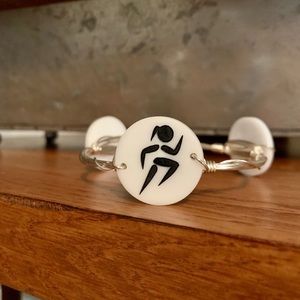 Running girl silver bangle